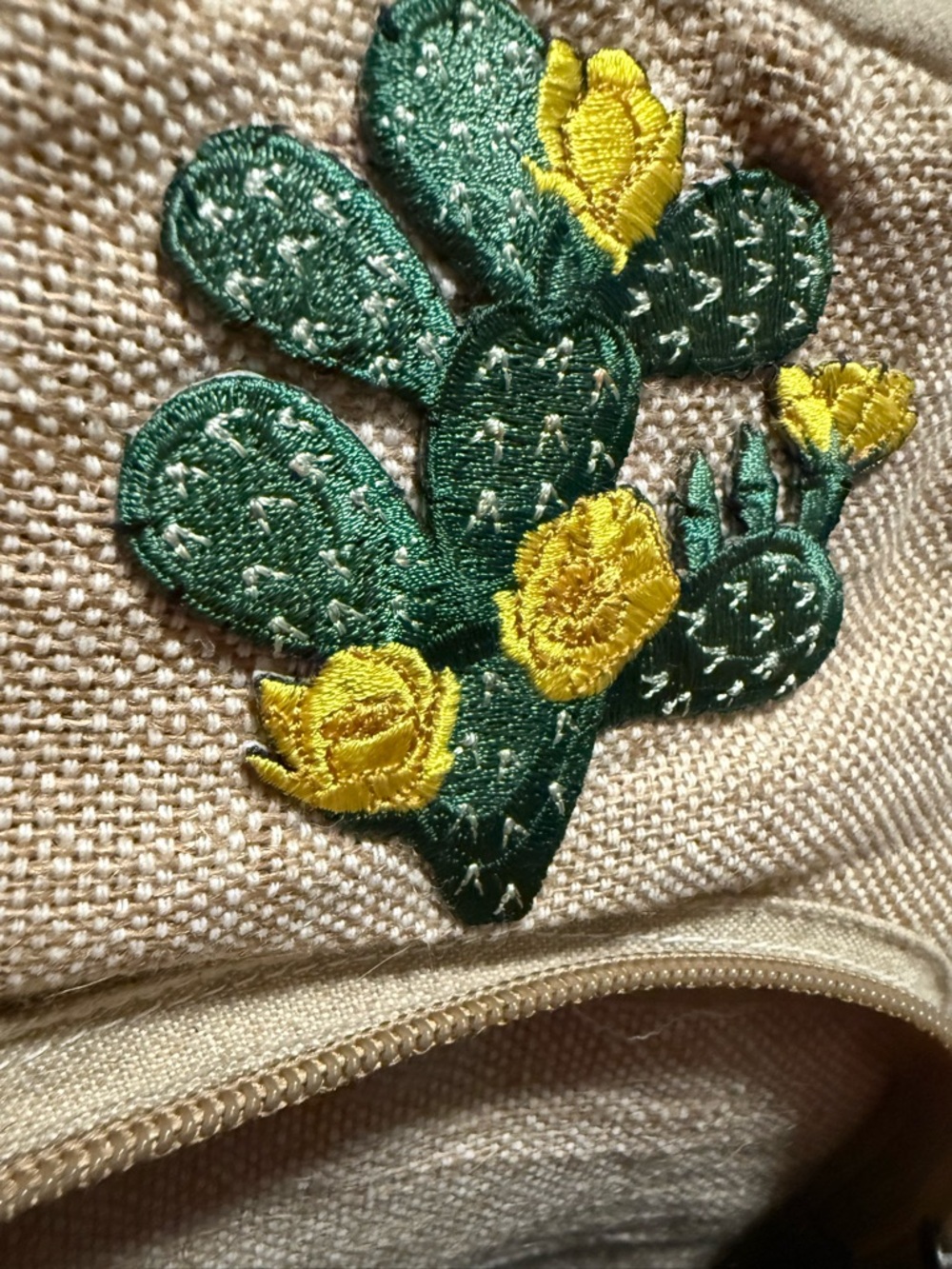 Himalayan Hemp canvas backpack with cactus embroidery - Picture 2 of 7